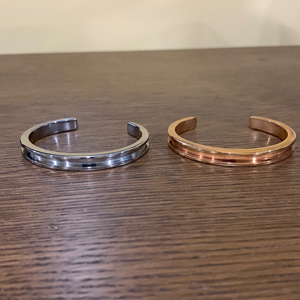 Silver and gold bracelets